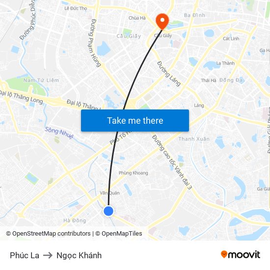 Phúc La to Ngọc Khánh map