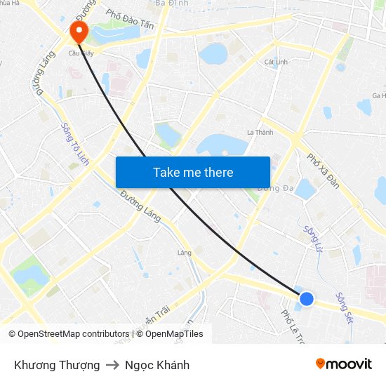 Khương Thượng to Ngọc Khánh map