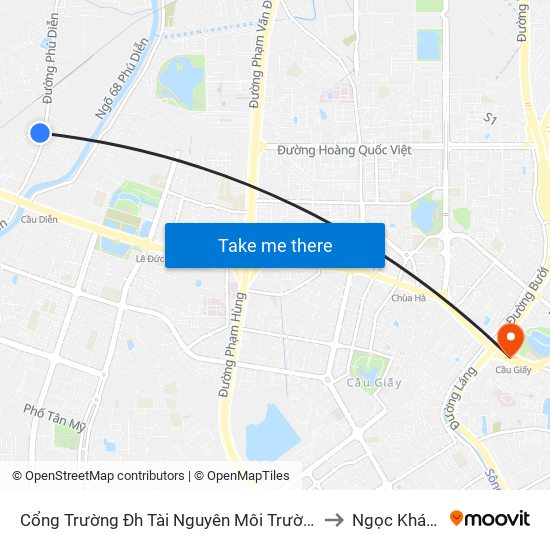 Cổng Trường Đh Tài Nguyên Môi Trường to Ngọc Khánh map