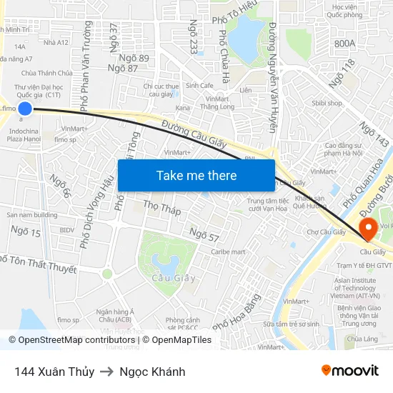 144 Xuân Thủy to Ngọc Khánh map