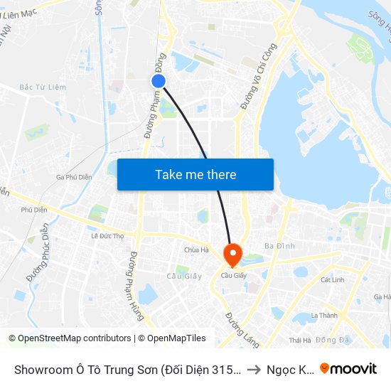 Showroom Ô Tô Trung Sơn (Đối Diện 315 Phạm Văn Đồng) to Ngọc Khánh map