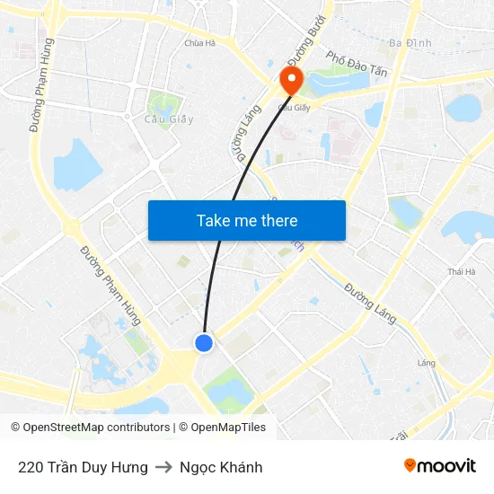 220 Trần Duy Hưng to Ngọc Khánh map