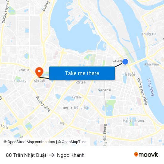 80 Trần Nhật Duật to Ngọc Khánh map