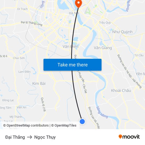 Đại Thắng to Ngọc Thụy map