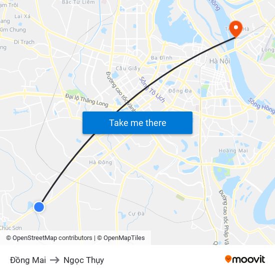 Đồng Mai to Ngọc Thụy map