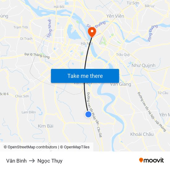 Văn Bình to Ngọc Thụy map