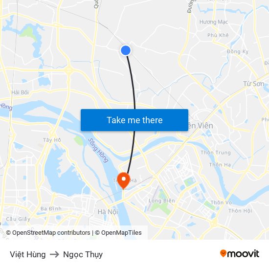 Việt Hùng to Ngọc Thụy map
