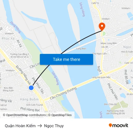 Quận Hoàn Kiếm to Ngọc Thụy map