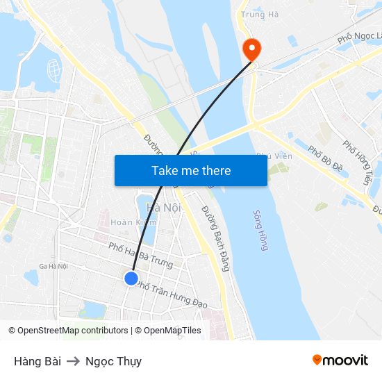 Hàng Bài to Ngọc Thụy map