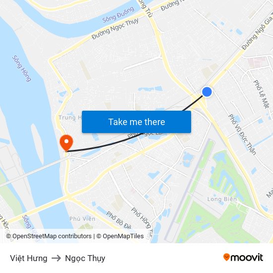 Việt Hưng to Ngọc Thụy map