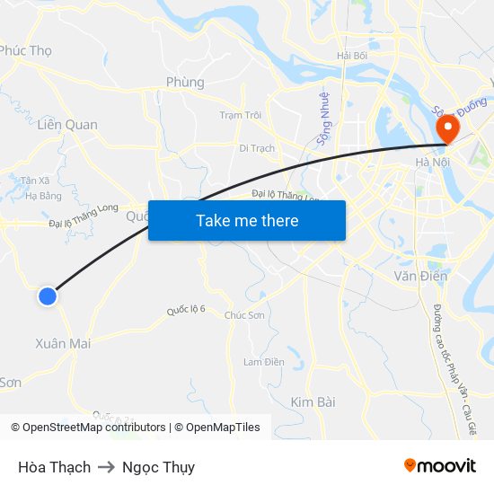 Hòa Thạch to Ngọc Thụy map