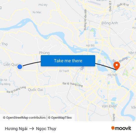 Hương Ngải to Ngọc Thụy map