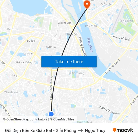 Đối Diện Bến Xe Giáp Bát - Giải Phóng to Ngọc Thụy map
