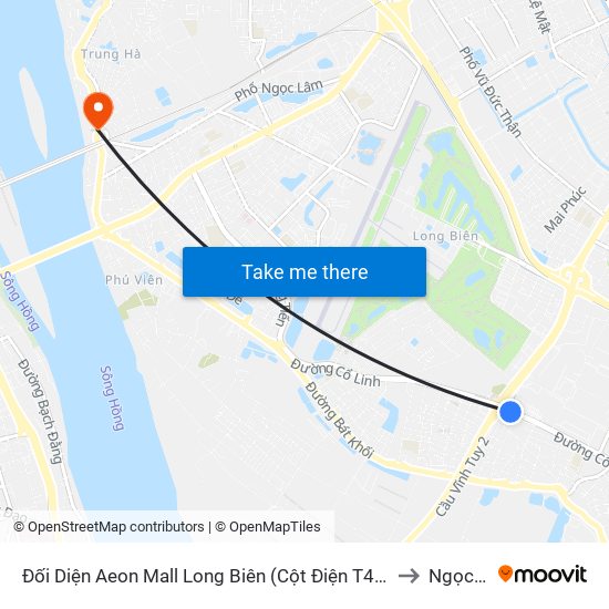 Đối Diện Aeon Mall Long Biên (Cột Điện T4a/2a-B Đường Cổ Linh) to Ngọc Thụy map