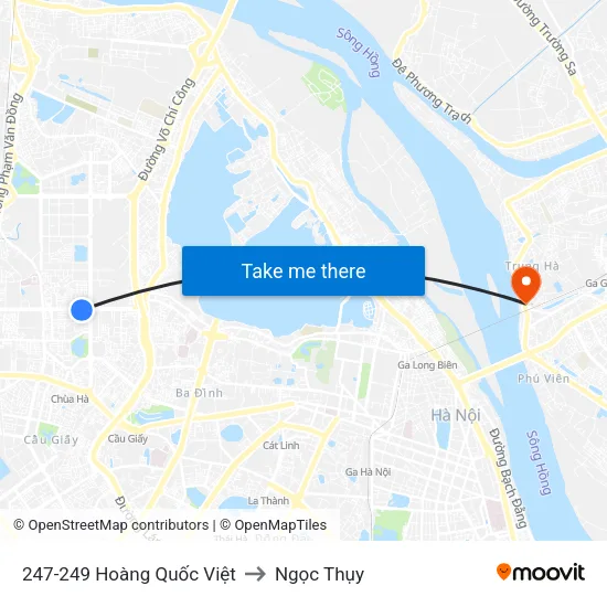 247-249 Hoàng Quốc Việt to Ngọc Thụy map