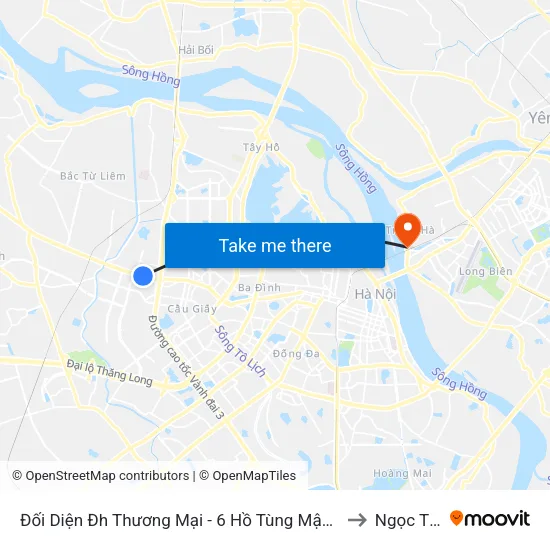 Đối Diện Đh Thương Mại - 6 Hồ Tùng Mậu (Cột Sau) to Ngọc Thụy map