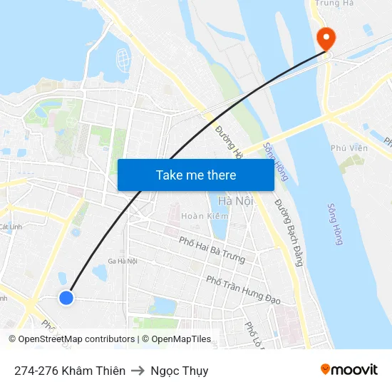 274-276 Khâm Thiên to Ngọc Thụy map