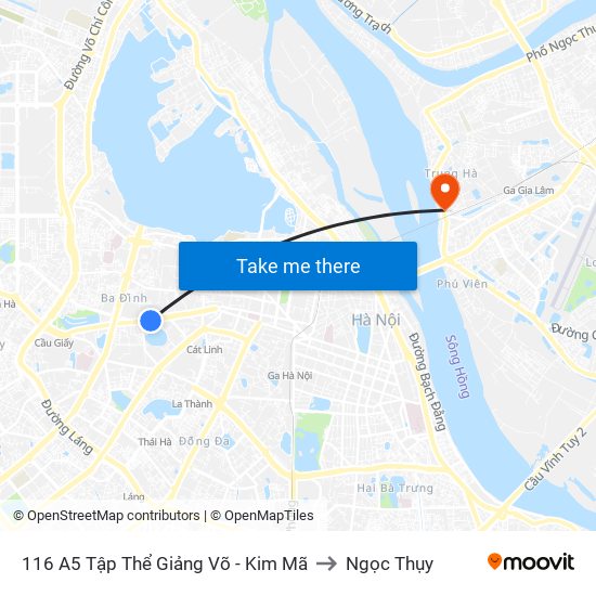 116 A5 Tập Thể Giảng Võ - Kim Mã to Ngọc Thụy map