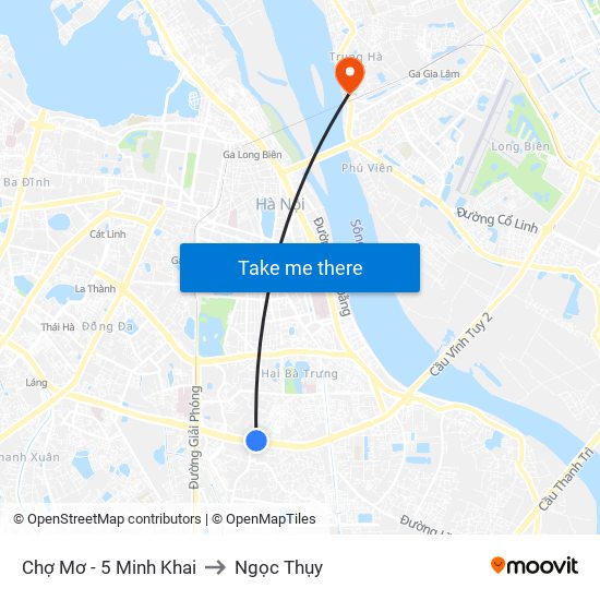 Chợ Mơ - 5 Minh Khai to Ngọc Thụy map