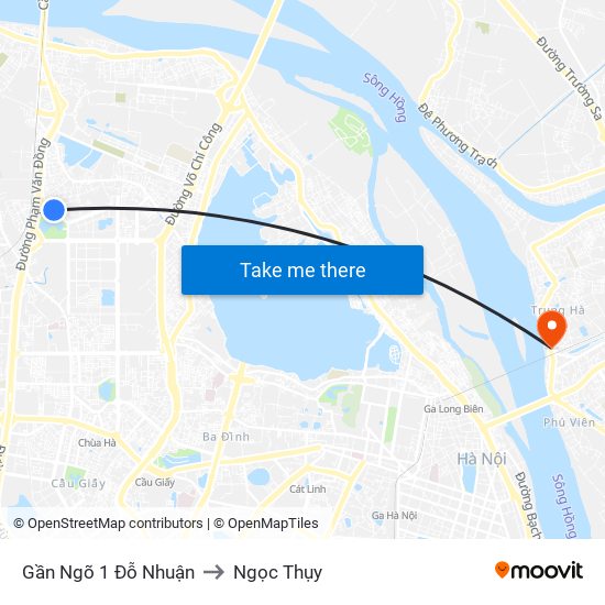 Gần Ngõ 1 Đỗ Nhuận to Ngọc Thụy map