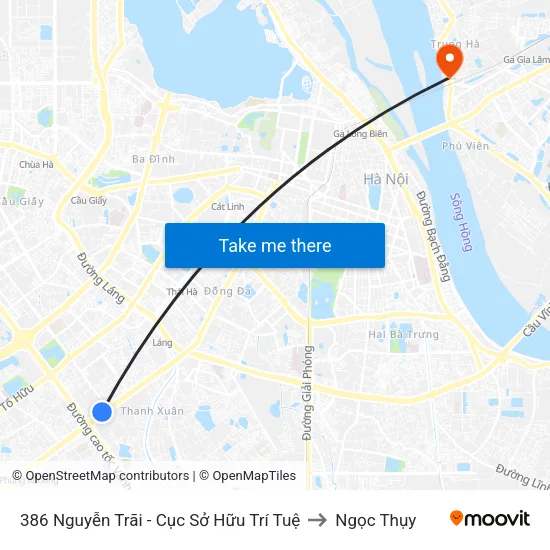 386 Nguyễn Trãi - Cục Sở Hữu Trí Tuệ to Ngọc Thụy map