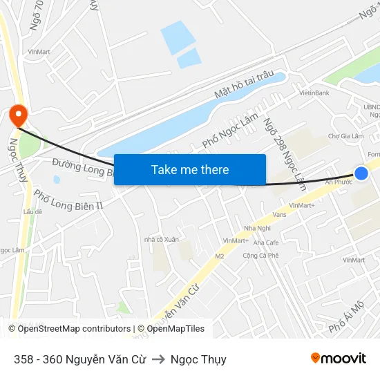 358 - 360 Nguyễn Văn Cừ to Ngọc Thụy map