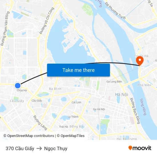 370 Cầu Giấy to Ngọc Thụy map