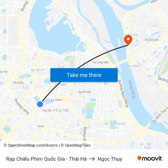 Rạp Chiếu Phim Quốc Gia - Thái Hà to Ngọc Thụy map