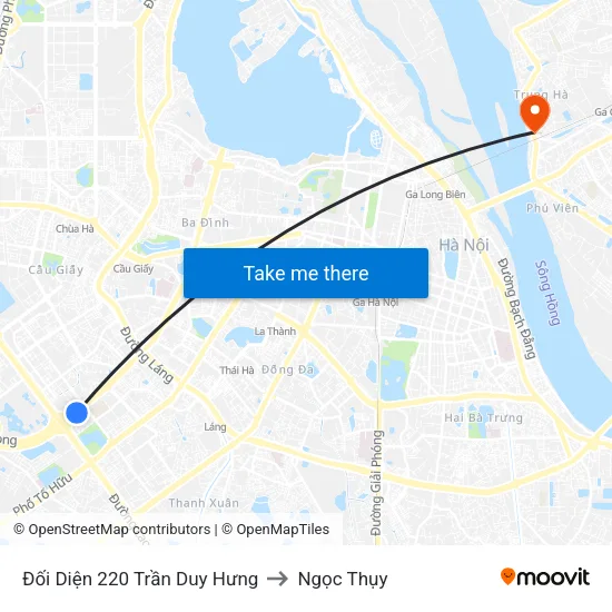 Đối Diện 220 Trần Duy Hưng to Ngọc Thụy map