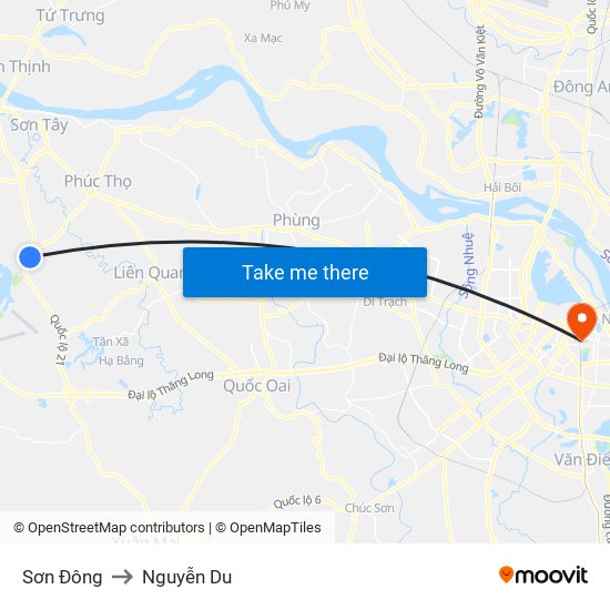 Sơn Đông to Nguyễn Du map