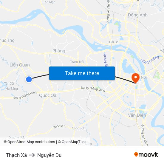 Thạch Xá to Nguyễn Du map