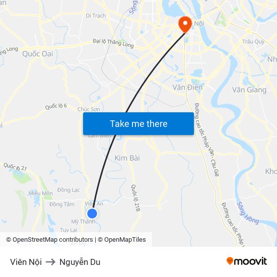 Viên Nội to Nguyễn Du map