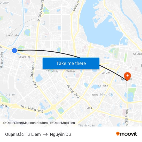 Quận Bắc Từ Liêm to Nguyễn Du map