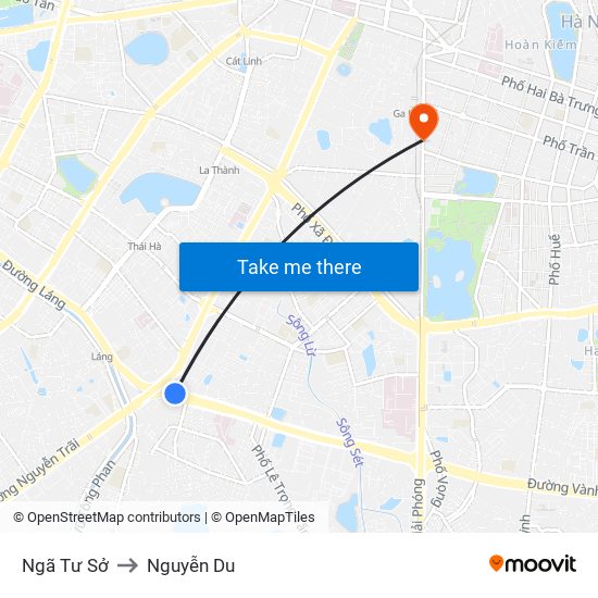 Ngã Tư Sở to Nguyễn Du map