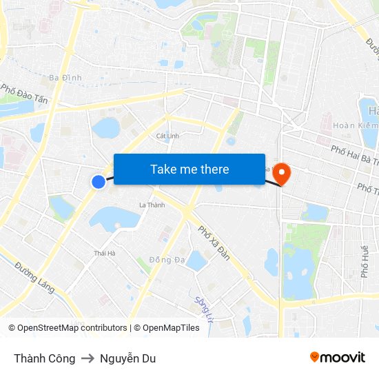Thành Công to Nguyễn Du map