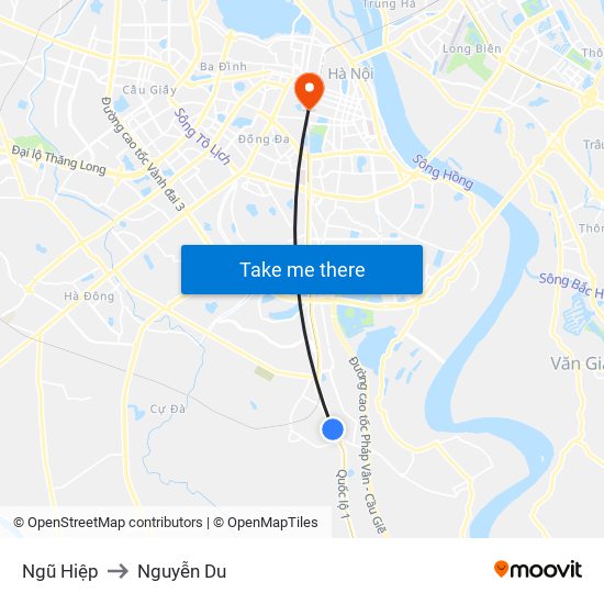 Ngũ Hiệp to Nguyễn Du map