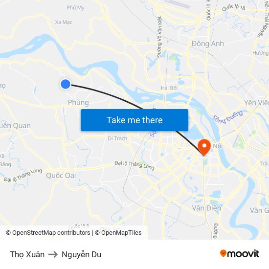 Thọ Xuân to Nguyễn Du map