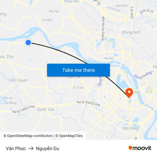 Vân Phúc to Nguyễn Du map