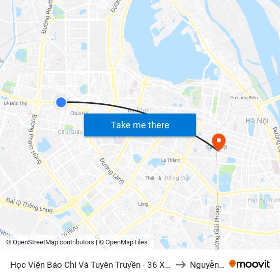 Học Viện Báo Chí Và Tuyên Truyền - 36 Xuân Thủy to Nguyễn Du map