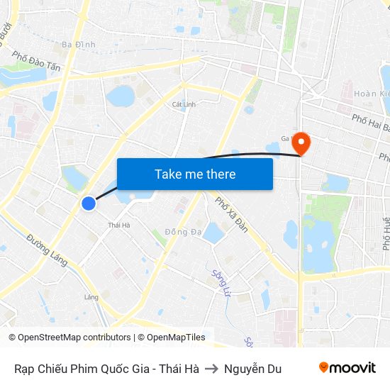 Rạp Chiếu Phim Quốc Gia - Thái Hà to Nguyễn Du map