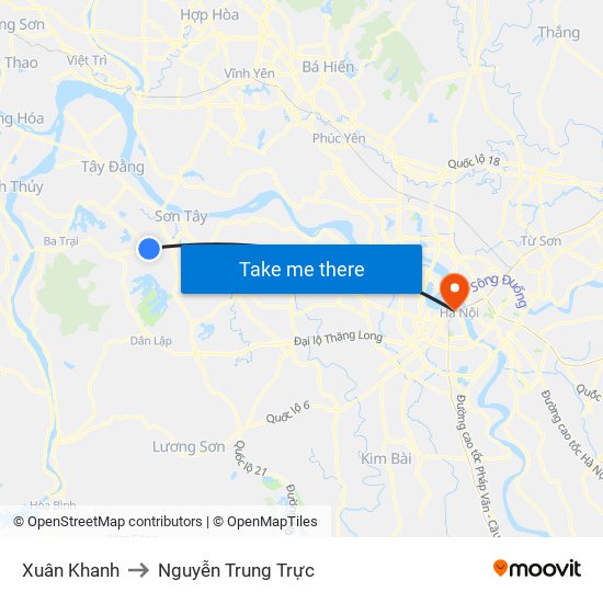 Xuân Khanh to Nguyễn Trung Trực map