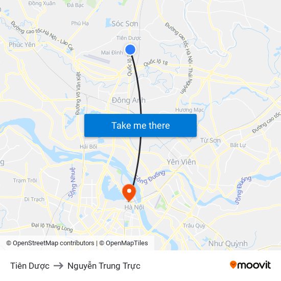 Tiên Dược to Nguyễn Trung Trực map