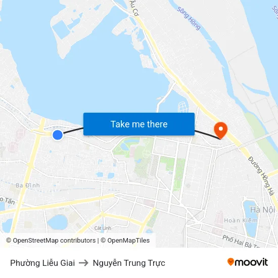 Phường Liễu Giai to Nguyễn Trung Trực map