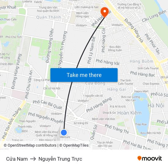 Cửa Nam to Nguyễn Trung Trực map