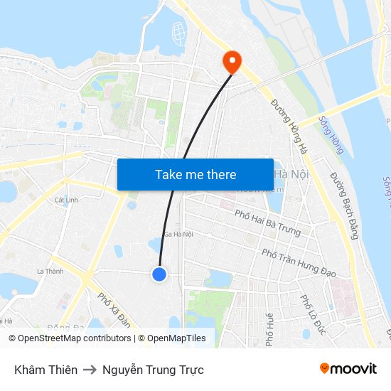 Khâm Thiên to Nguyễn Trung Trực map