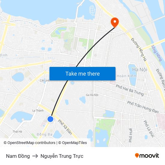 Nam Đồng to Nguyễn Trung Trực map