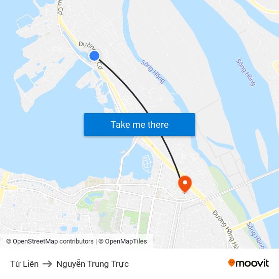 Tứ Liên to Nguyễn Trung Trực map
