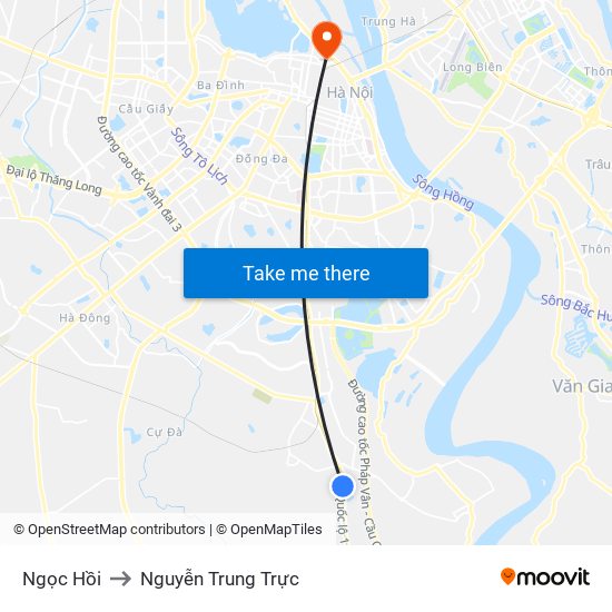 Ngọc Hồi to Nguyễn Trung Trực map