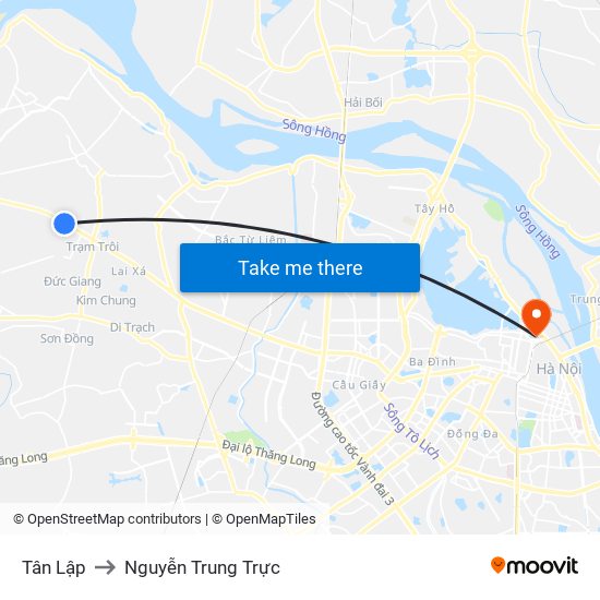 Tân Lập to Nguyễn Trung Trực map