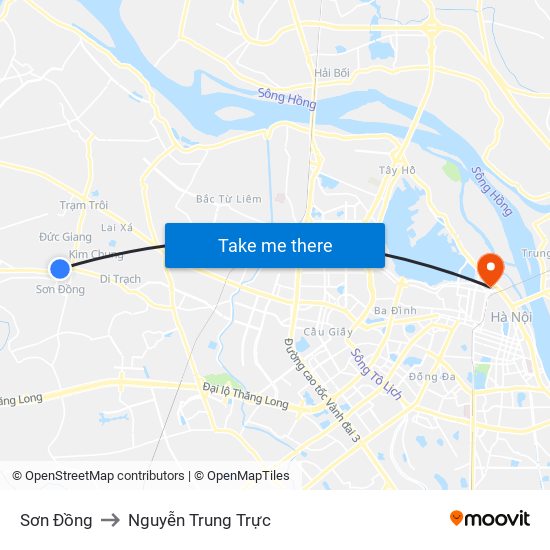 Sơn Đồng to Nguyễn Trung Trực map